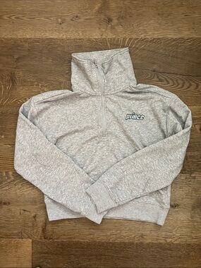 Prince Pickleball Light Grey Half-Zip Cropped Pullover Sweatshirt
